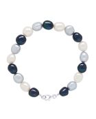 MULTICOLOUR CLASSIC PEARLS zilveren armband