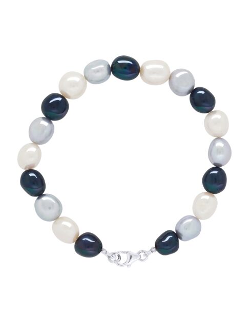 MULTICOLOUR CLASSIC PEARLS zilveren armband