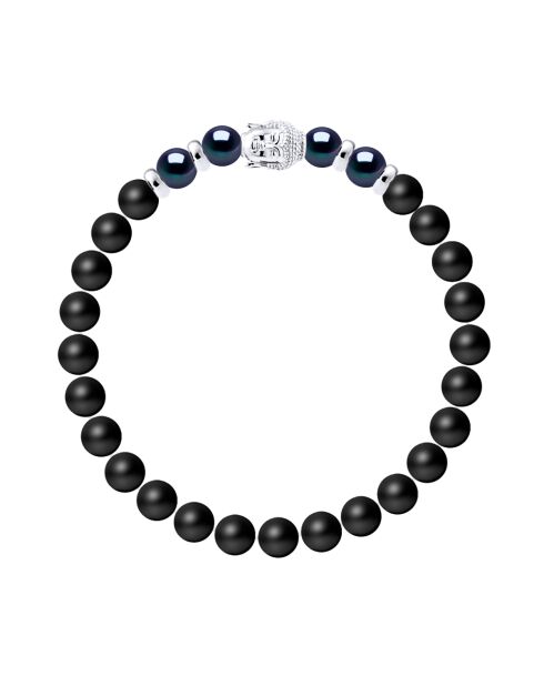 Tahitiaanse zwarte LIENS D'AMOUR zilveren armband