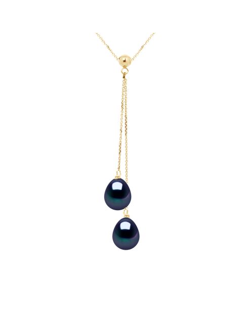 FOREVER LOVE zwarte Tahiti geelgouden halsketting