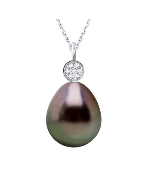 Tahiti/witte zwarte sieraden witgouden ketting