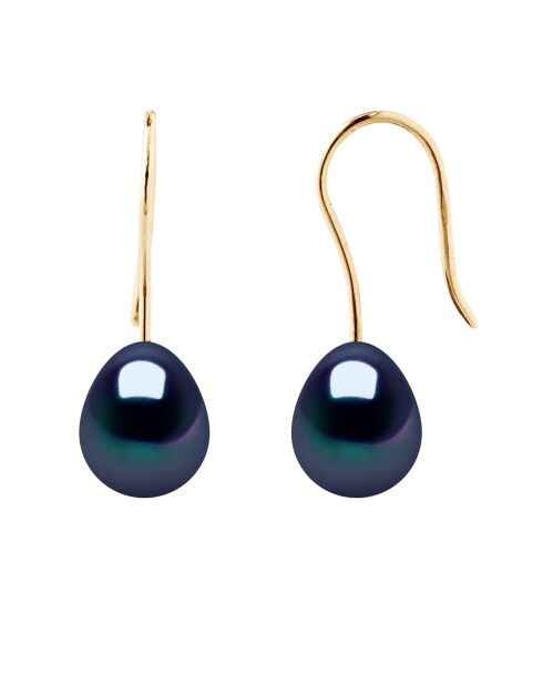 Ohrringe aus Gelbgold, schwarzer Schmuck, Tahiti