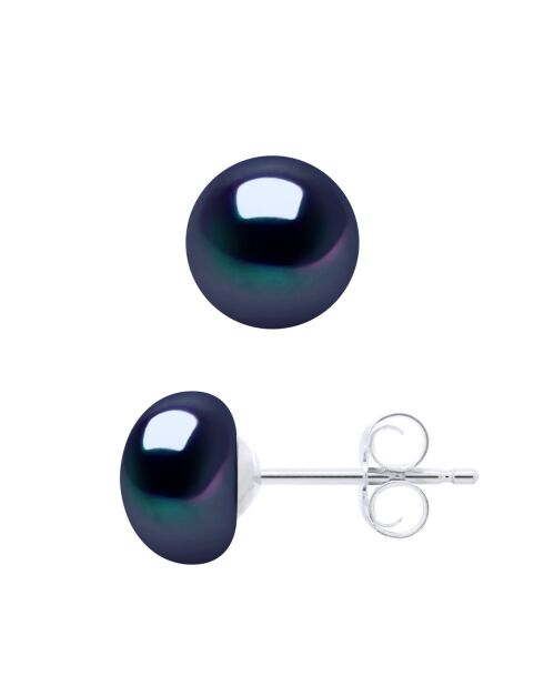 Boucles d'Oreilles en argent EMBLÉMATIQUES noires Tahiti