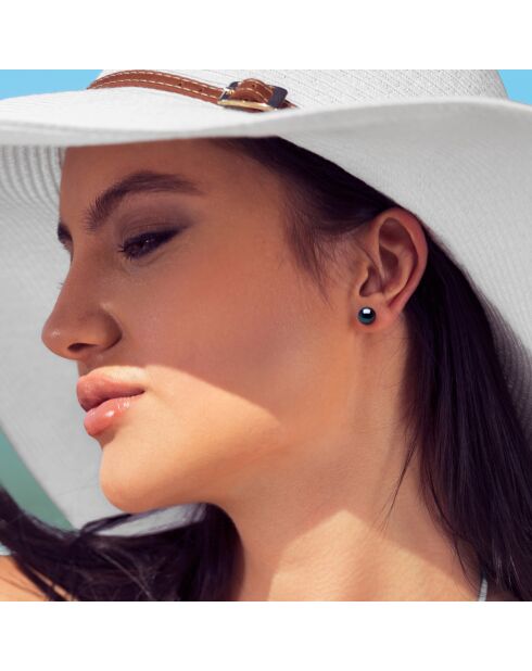 Boucles d'Oreilles en argent EMBLÉMATIQUES noires Tahiti