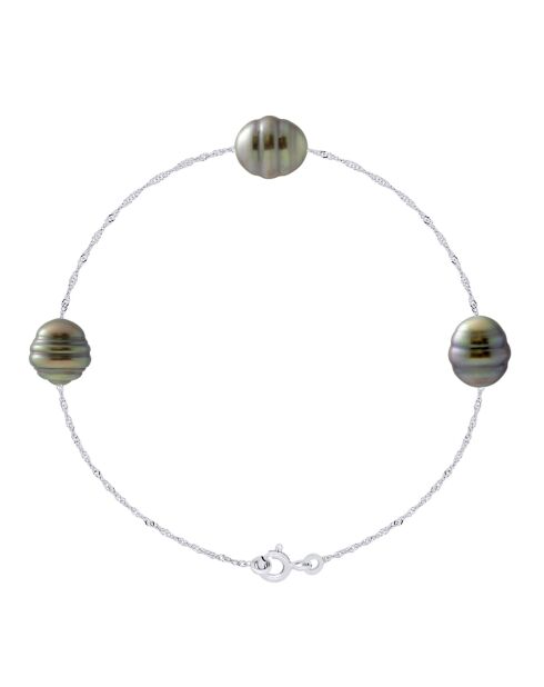 Tahiti/witte zwarte sieraden witgouden armband