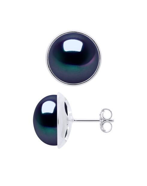 Tahiti zwarte sieraden witgouden oorbellen