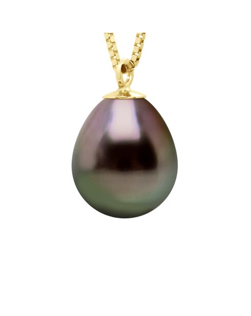 Halskette aus Gelbgold, schwarzer Schmuck, Tahiti