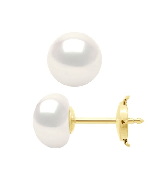 Boucles d'Oreilles en or jaune JOAILLERIE blanches naturelles