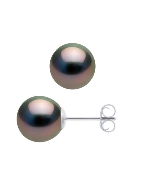 Tahiti/witte zwarte SIERADEN witgouden oorbellen