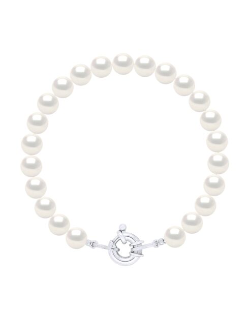 CLASSIC PEARLS natuurlijke parelwitte zilveren armband