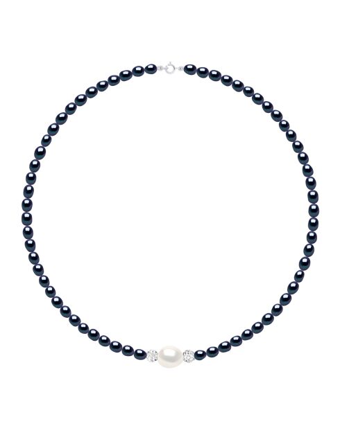 SUNNY PEARLS Halskette aus natürlichem weißem Silber