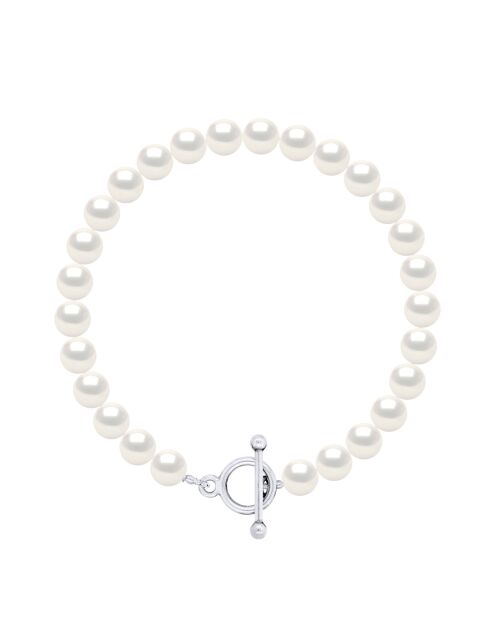 CLASSIC PEARLS natuurlijke parelwitte zilveren armband