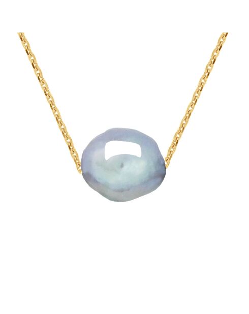 FOREVER LOVE parelgrijze geelgouden halsketting