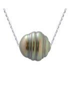 Tahiti/witte zwarte sieraden witgouden ketting