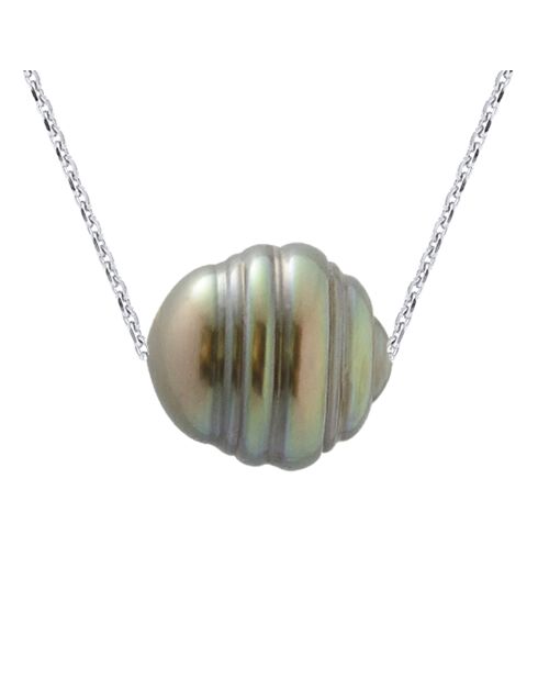 Tahiti/witte zwarte sieraden witgouden ketting