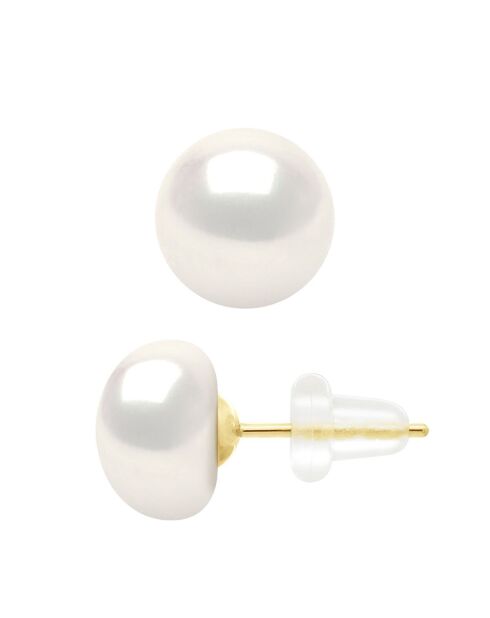Boucles d'Oreilles en or jaune JOAILLERIE blanches naturelles