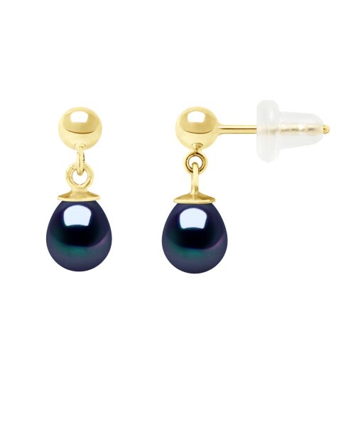 Ohrringe aus Gelbgold, schwarzer Schmuck, Tahiti