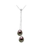 Tahiti/witte zwarte sieraden witgouden ketting