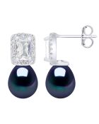Boucles d'Oreilles en argent EMBLÉMATIQUES noires Tahiti