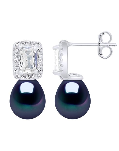 Boucles d'Oreilles en argent EMBLÉMATIQUES noires Tahiti