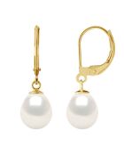 Boucles d'Oreilles en or jaune JOAILLERIE blanches naturelles