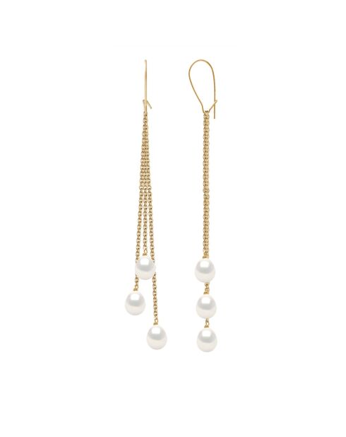 Boucles d'Oreilles en or jaune JOAILLERIE blanches naturelles