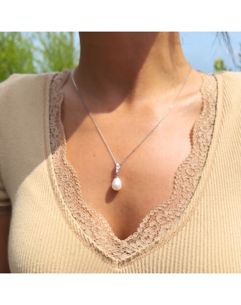 Collier en argent FOR EVER blanc naturel