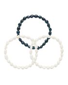 LIENS D'AMOUR Silberarmband naturweiß/schwarz Tahiti