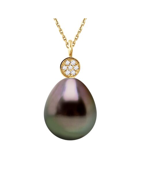 Halskette aus Gelbgold, schwarzer Schmuck, Tahiti