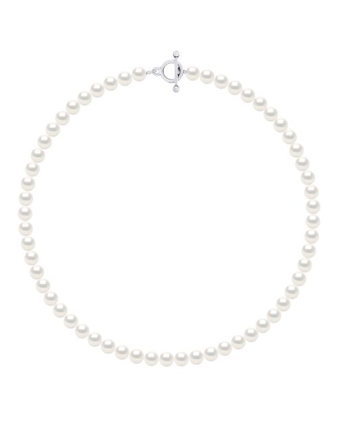 CLASSIC PEARLS natuurlijke parelwitte zilveren ketting