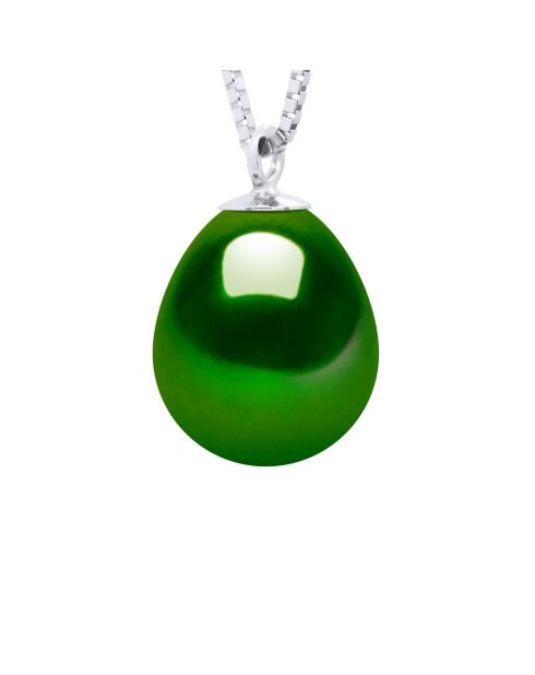 Collier en argent FOR EVER vert foncé