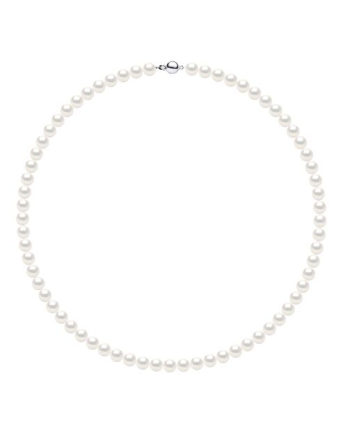 CLASSIC PEARLS natuurlijke parelwitte zilveren ketting