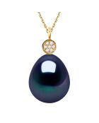 FOREVER LOVE zwarte Tahiti geelgouden halsketting