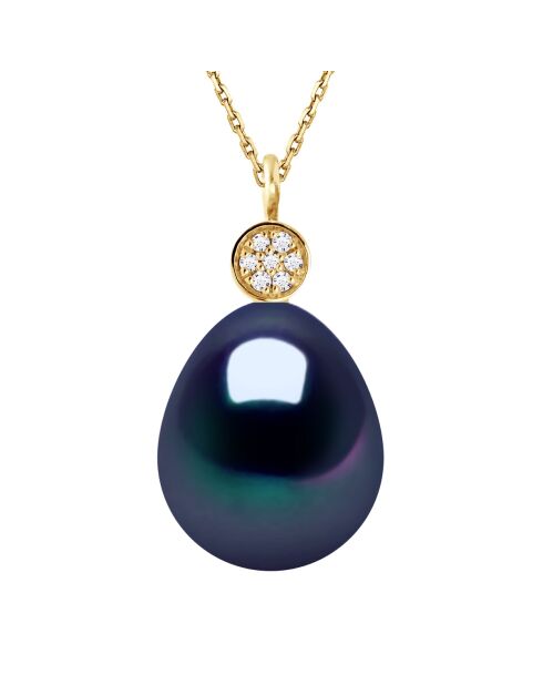 FOREVER LOVE zwarte Tahiti geelgouden halsketting