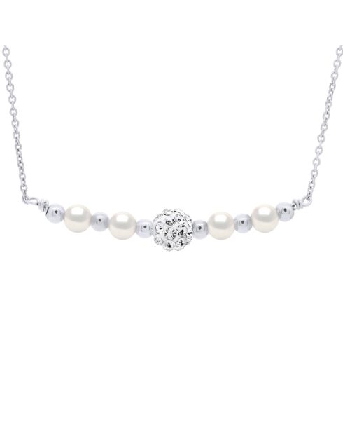 SUNNY PEARLS Halskette aus natürlichem weißem Silber