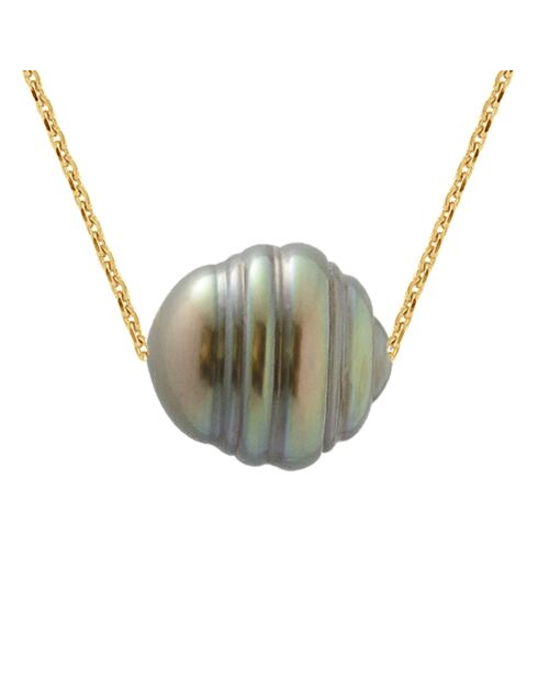 Halskette aus Gelbgold, schwarzer Schmuck, Tahiti