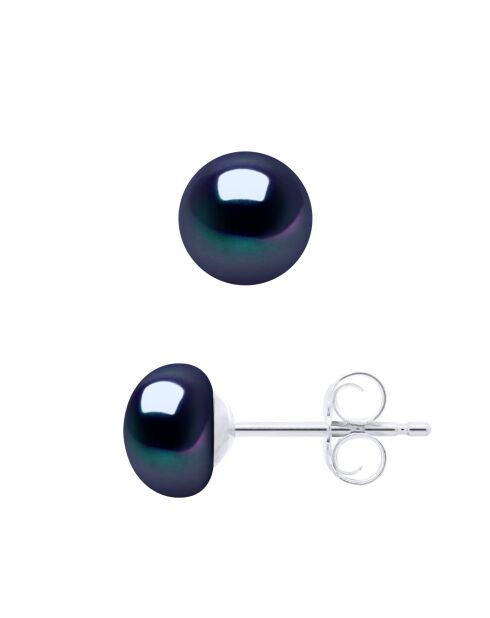 Boucles d'Oreilles en argent EMBLÉMATIQUES noires Tahiti