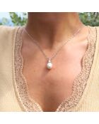 Collar de plata blanca natural FOR EVER