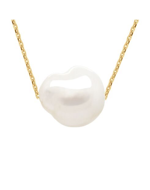 FOREVER LOVE natuurlijke parelwitte geelgouden halsketting