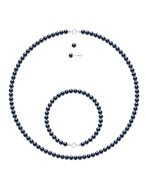 CLASSIC PEARLS zilverset zwart Tahiti