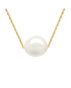 FOREVER LOVE natuurlijke parelwitte geelgouden halsketting