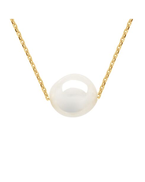 FOREVER LOVE natuurlijke parelwitte geelgouden halsketting
