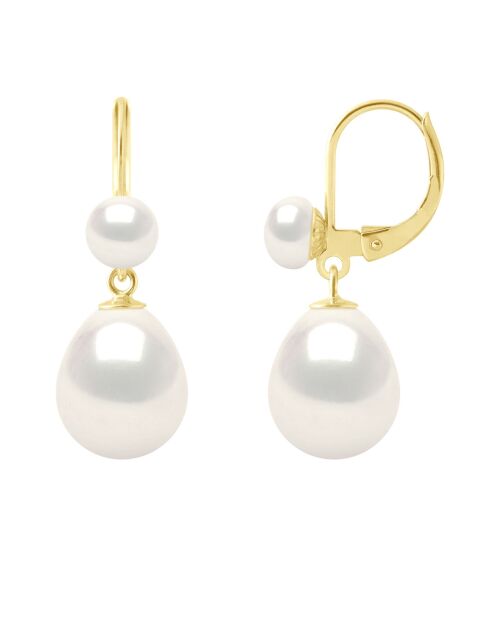 Boucles d'Oreilles en or jaune JOAILLERIE blanches naturelles