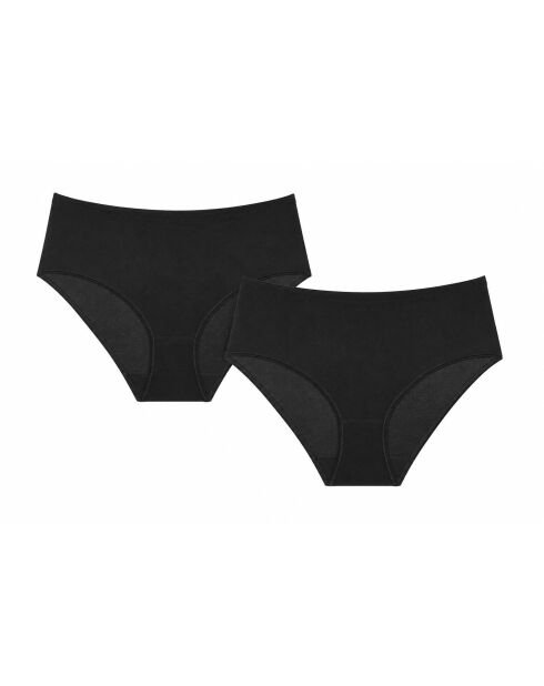 Sense Of Cotton Midi 2P zwarte slips met hoge taille, set van 2