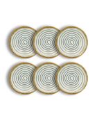 Juego de 6 platos de sopa en espiral azules, 22 cm