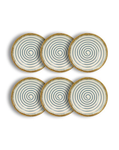 Juego de 6 platos de sopa en espiral azules, 22 cm
