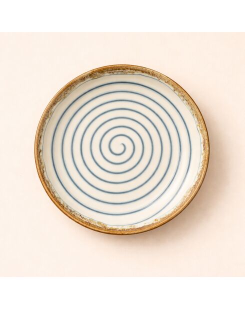 Juego de 6 platos de sopa en espiral azules, 22 cm