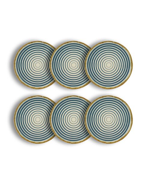 Lot de 6 assiettes plates spirale bleues - 27cm