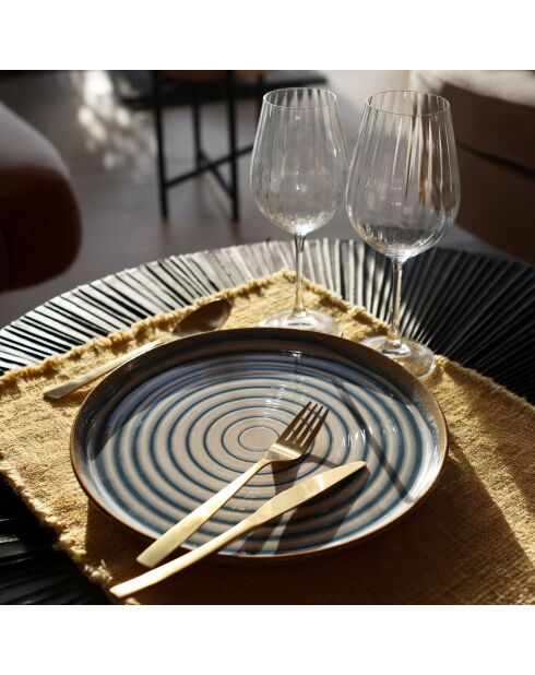 Lot de 6 assiettes plates spirale bleues - 27cm