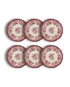 Juego de 6 platos llanos rosas y blancos Faustine, 26 cm